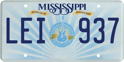 MS license plate LEI937