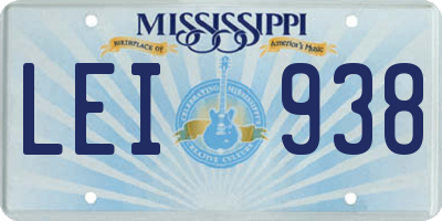 MS license plate LEI938