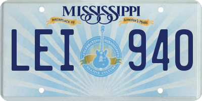 MS license plate LEI940