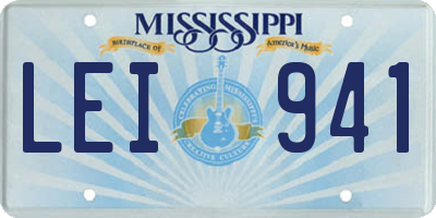 MS license plate LEI941