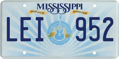 MS license plate LEI952
