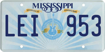 MS license plate LEI953