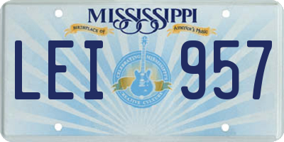 MS license plate LEI957