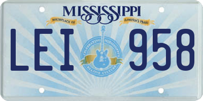 MS license plate LEI958