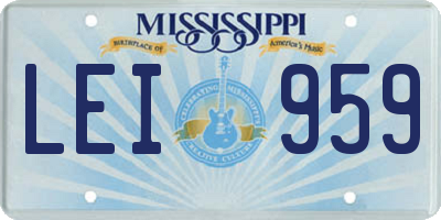 MS license plate LEI959