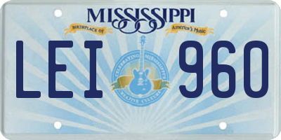 MS license plate LEI960