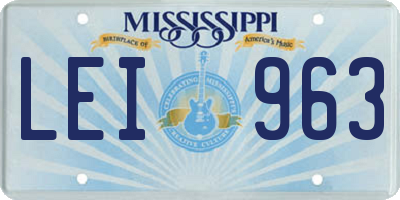 MS license plate LEI963