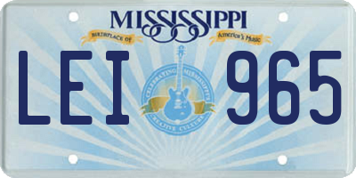 MS license plate LEI965
