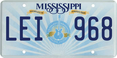 MS license plate LEI968