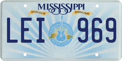 MS license plate LEI969
