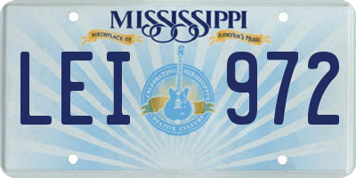 MS license plate LEI972