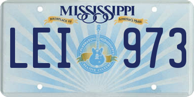 MS license plate LEI973