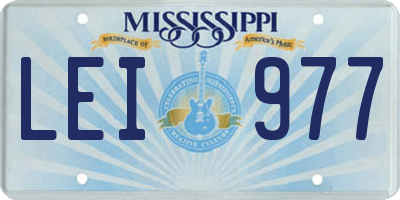 MS license plate LEI977