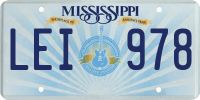 MS license plate LEI978