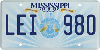 MS license plate LEI980