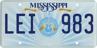 MS license plate LEI983