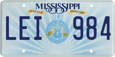 MS license plate LEI984