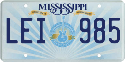 MS license plate LEI985