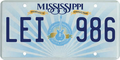MS license plate LEI986