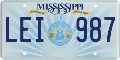 MS license plate LEI987