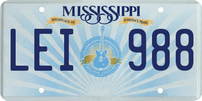 MS license plate LEI988