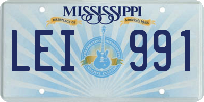 MS license plate LEI991
