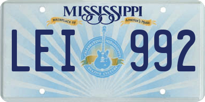 MS license plate LEI992