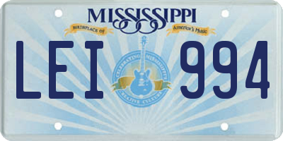MS license plate LEI994