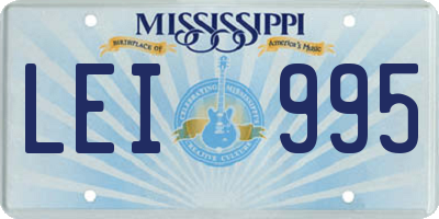 MS license plate LEI995