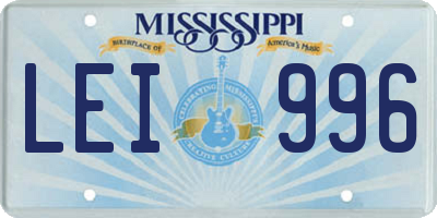 MS license plate LEI996