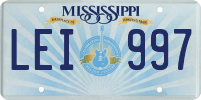 MS license plate LEI997