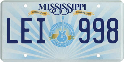 MS license plate LEI998