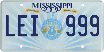 MS license plate LEI999