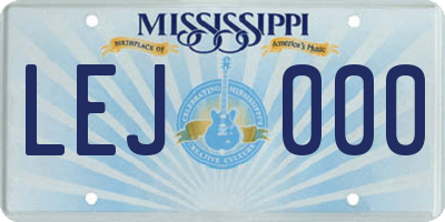 MS license plate LEJ000