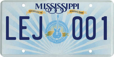 MS license plate LEJ001