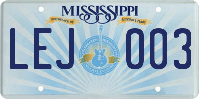 MS license plate LEJ003
