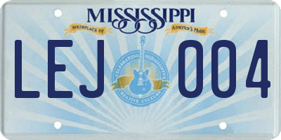 MS license plate LEJ004