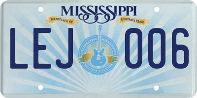 MS license plate LEJ006
