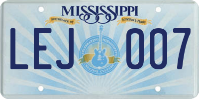 MS license plate LEJ007