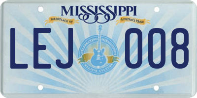 MS license plate LEJ008