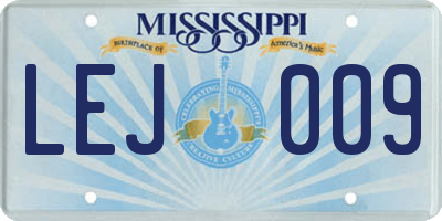 MS license plate LEJ009