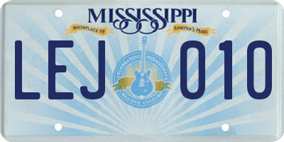 MS license plate LEJ010