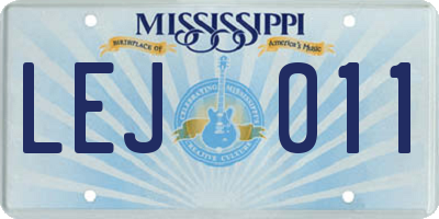 MS license plate LEJ011