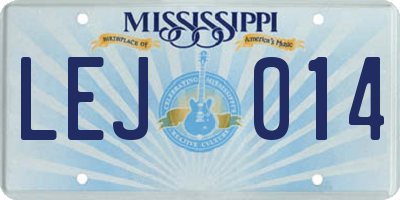 MS license plate LEJ014
