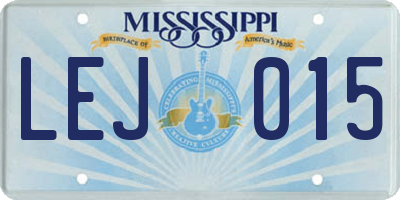 MS license plate LEJ015
