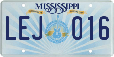 MS license plate LEJ016