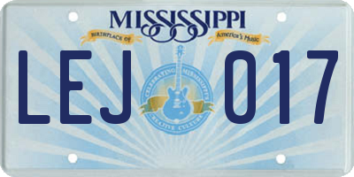 MS license plate LEJ017