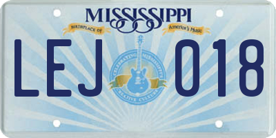 MS license plate LEJ018
