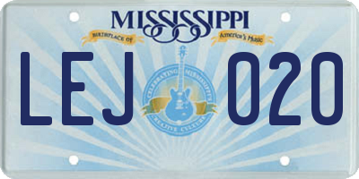 MS license plate LEJ020