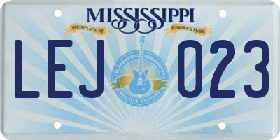 MS license plate LEJ023